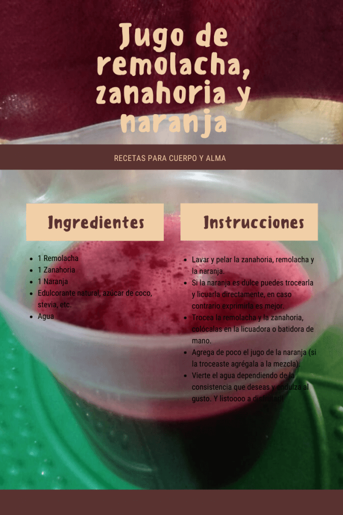 Receta jugo remolacha, zanahoria y naranja